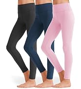 SKIDREAM 3 Pack Girls Black Athletic Leggings, Printed Ankle Length High Waisted Yoga Pants for K...