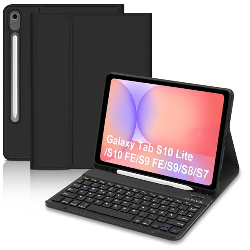 Hofsos Custodia con Tastiera per Samsung Galaxy Tab S10 Lite/S10 FE/S9 FE 10.9 Pollici/S9/S8/S7 11 Pollici - Magnetica Rimovibile QWERTZ Layout Keyboard Cover Tastiera Cover Cover Custodia con