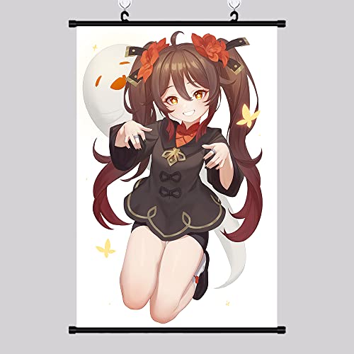 DMCMX Genshin Impact Scroll Painting, Hu Tao, Petite, Pintura Decorativa de Personajes, Lona Impermeable, Cuadros Colgantes murales, decoración del hogar Cover