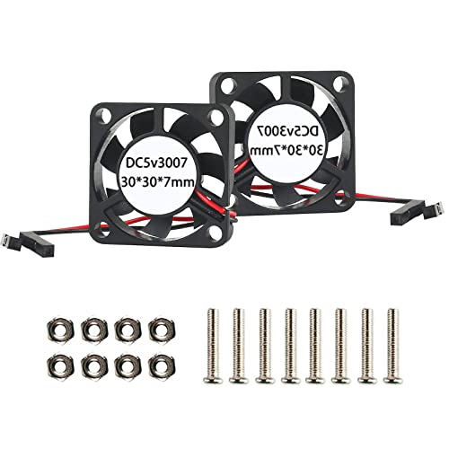 Mengtech Lot de 2 mini ventilateurs Raspberry Pi 30 x 30 mm DC Brushless CPU Dissipateur thermique 1-à 2 Interface 3,3 V 5 V pour Raspberry Pi 4 Pi 3 3B+ et Pi Zero W Cover