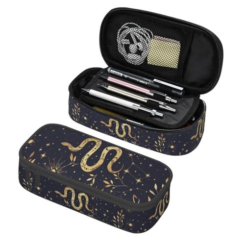 Image of Mystic Tarot Magic Herbs Snake Large Pencil Case, Pencil Pouch With Zipper Compartments Stationery Pencil Bag For Kids Teens Students School Supplies
