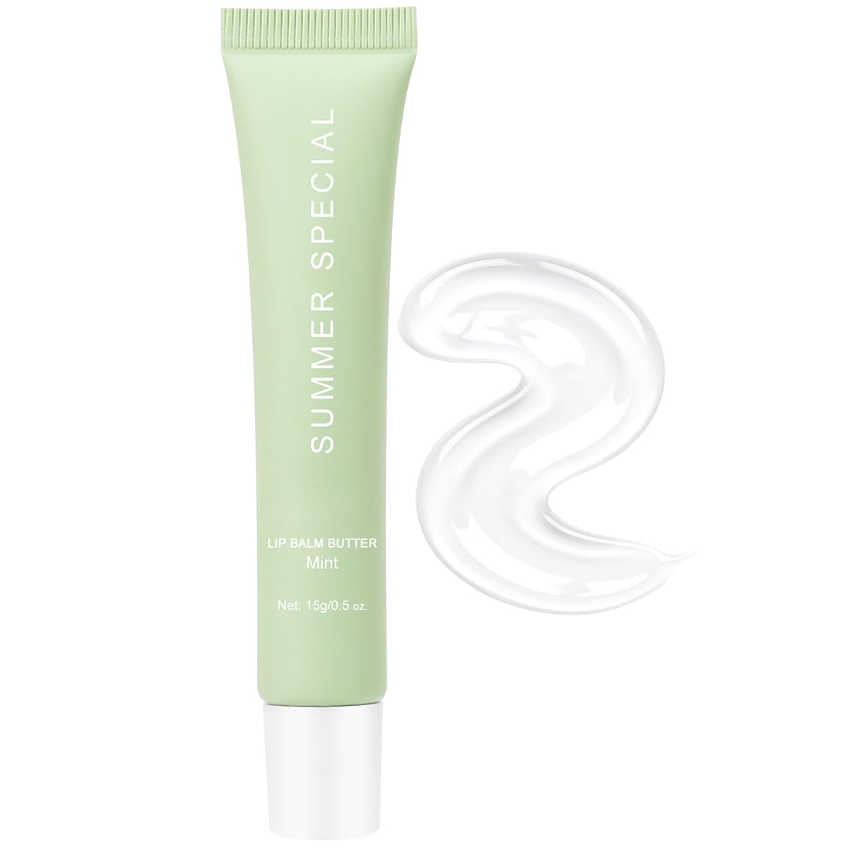 Summer Lip Butter Balm, Vegan Hydrating Lip Gloss Tube for Dry Cracked Lips, Non-Sticky Tinted Lip Care with Natural Oils, Long-Lasting Moisture & High Shine Finish - Mint [0.5 oz]