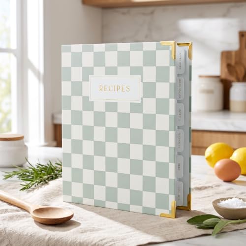 Aesthetic Recipe Binder with Waterproof Cover - Blank Cookbook with Cards