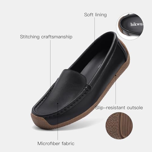 Image of Women's Comfortable & Lightweight Leather Loafers Slip-Ons Driving Walking Mocs Boat Shoes Cute Business Casual Dress Shoes Work Flats for Women