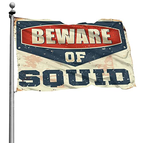 Poster drapeau gaeruite Beware of Squid pour decor de dortoir