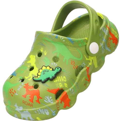 Owif Toddler Clogs Boys Girls Kids Dinosaur Garden Shoes Slip On Sandals Slides Water Summer Shoes For Outdoor Beach Pool -Dinogreen cover