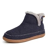 Dearfoams Alpine Men's Brixen Boot Slipper, Navy Heather, Medium