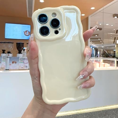 Etui iPhone 14 Plus coque vague mignon cadre bouclé cadeau esthétique