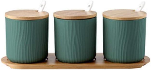 Ceramic Seasoning Bottle, Creative Cover Round Cans Sugar Salt Jar Set