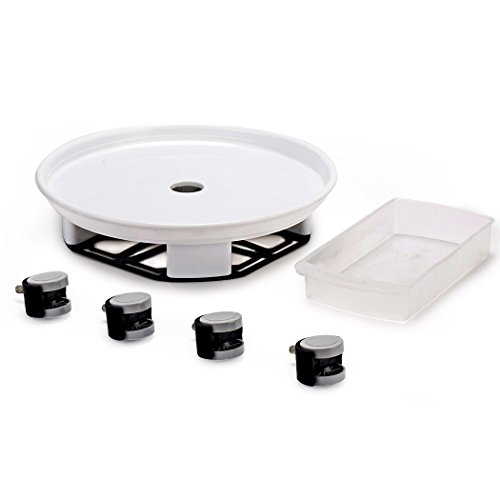 EPGardening Natural Resin Plant Caddy/Dolly,White,16"