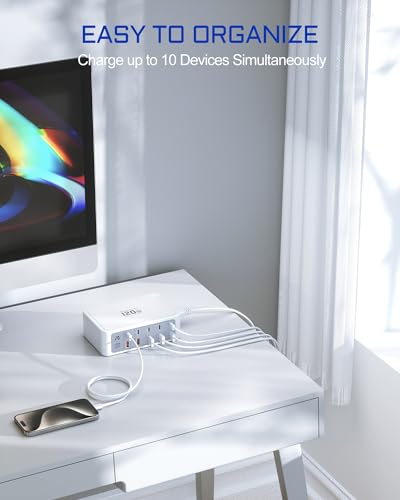 Aergiatech 10-Ports USB and USB C Charging Station, 120W USB C Power Strip with PD3.0 and - image 6