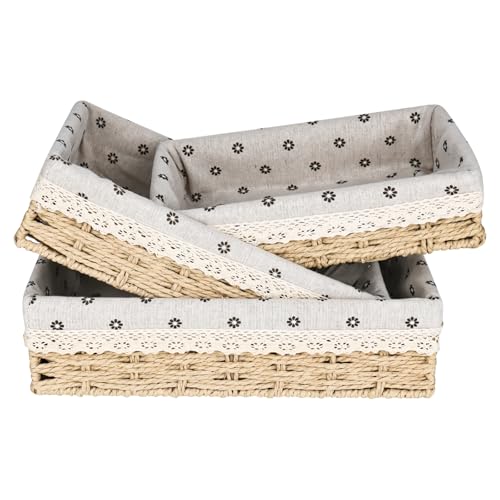 DMJJSD Groß Brotkorb 3er Set (35,31,27CM) Eckige Brotkörbchen aus...