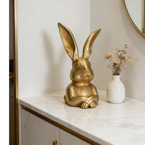 Figurines de lapin de printemps dorées en résine pour décoration de table