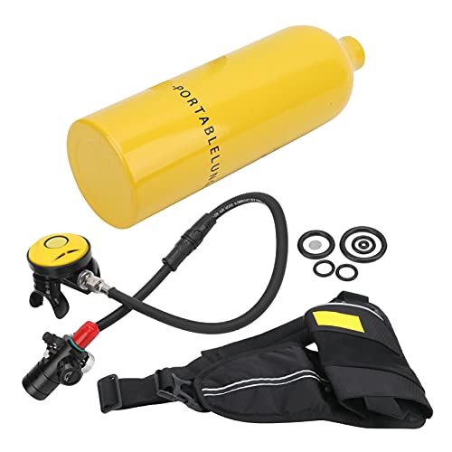 GLOGLOW DIDEEP 1L Portable Kit for Diving Underwater Breathing Device Equipped with Luminous Pressure Gauge, for Professional Diving Enthusiasts (Yellow Oxygen Bottle)