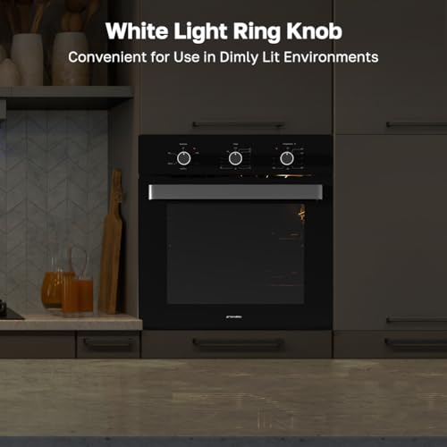 Image of ThermoMate 24 inch Electric Wall Oven, ETL Certified, 2.8 Cu. Ft. Built-in Electric Wall Oven with 5 Cooking Functions, Black, Anti-Mistouch Knob, Removable 3-Layer Glass Door, 2200W