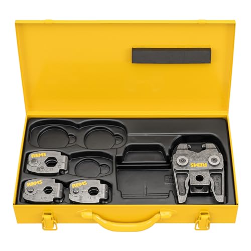 Rems Pressringe S Set (V 15+18+22 Z8, mit Zwischenzange, Stufenlos schwenkbar, im Stahlblechkasten) 574613 R