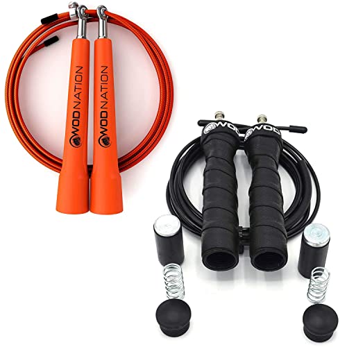 Orange Speed Jump Rope + 1Lbs Weighted Jump Rope Bundle #TOP8