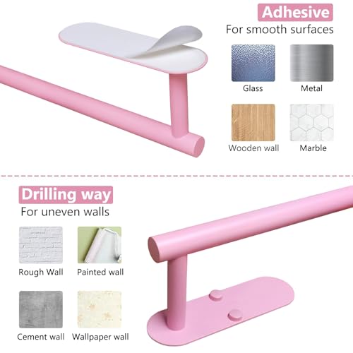 Image of Pink Paper Towel Holder - Self Adhesive Paper Towels Roll Holders Under Cabinet, SUS304 Stainless Steel Wall Mount Towel Holder for Kitchen, Pantry, Sink, Bathroom