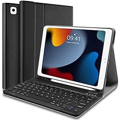 Smart Teclado Ipad Funda Teclado para iPad 10.2 2021/2020/2019(9a, 8a e 7a Gen)/iPad Air 3 /iPad Pro 10,5, con Ranura para Pencil, Teclado Español Ñ Bluetooth Inalámbrico Magnético Desmontable - Negro