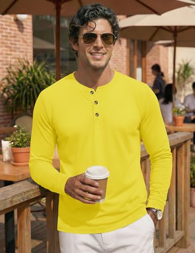 Image of MAGNIVIT Men's Long Sleeve Henley Shirts Cotton 3-Button Spring Casual T-Shirts Solid Color Soft Basic Tops 2026