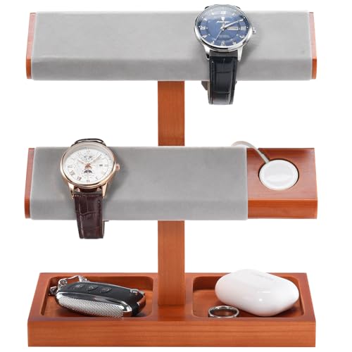 ProCase Wood Watch Display Stand Holder for Men, Wristwatch Tower with T-Bar Design, Hanging Watch...