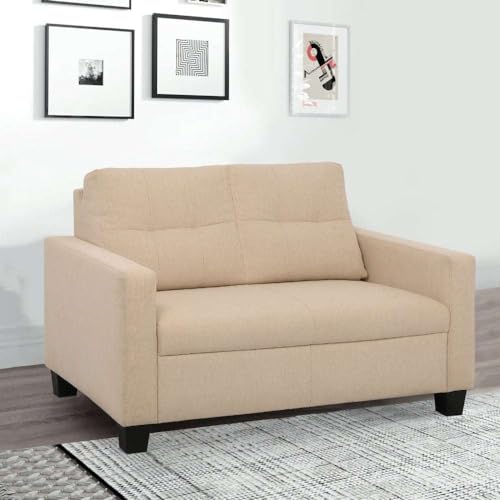 Image of Duroflex Ease - 2 Seater Sofa | Premium Fabric, High Comfort Foam, Durable Wood Frame & Easy Maintenance | 3 Year Warranty | Two Seater Sofa for Living Room - Beige