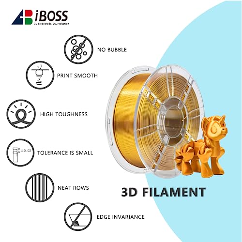Image of iBOSS PLA Plus (PLA+) Silk Filament 1.75mm, 3D Printer Filament,1.75 PLA Filament, Dimensional Accuracy + /- 0.02 mm, 1KG 2.2 LBS Spool 3D Printing Material(Silk Gold)