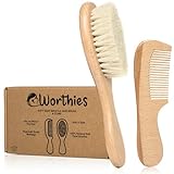 Worthies Baby Hair Brush & Comb Set, Wood Hair Brush with Soft Goat Bristles and Comb, Newborn Infant & Toddler for Cradle Cap