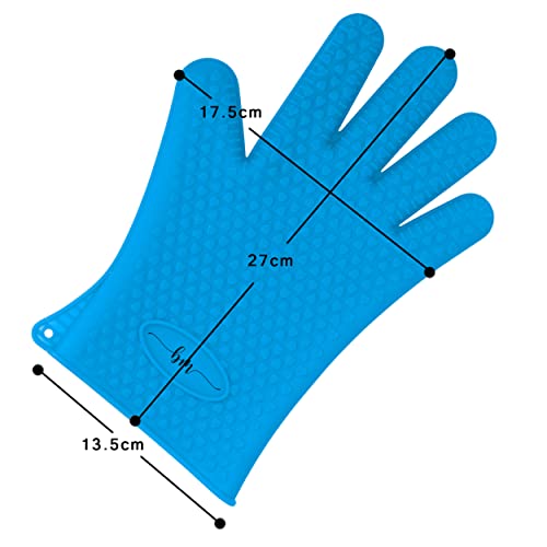 Belmalia 2 Silicone Oven Mitts for Kitchen, BBQ Gloves, Set, Pair, Pot Holders, Oven Gloves Heat Resistant Blue - Cosy Home Interiors Belmalia 2 Silicone Oven Mitts for Kitchen, BBQ Gloves, Set, Pair, Pot Holders, Oven Gloves Heat Resistant Blue - Image 3