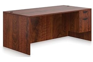Office Desk with File Pedestal in American Dark Cherry