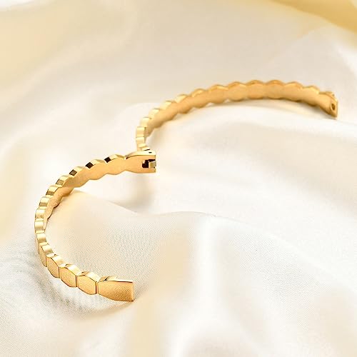 Jude Jewelers Stainless Steel Hexagon Bee Nest Stye Classic Plain Bangle Bracelet4