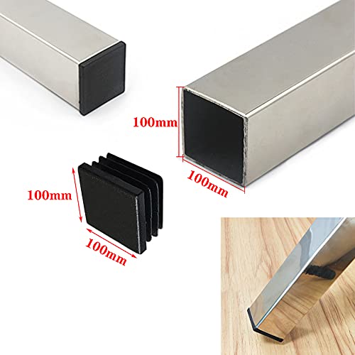 HJYZY 100 x 100mm Square Plastic Plug Black Tubing Post End Cap Heavy Duty Tubing Post End Cap Tubing Post End Cap Chair Glide for Table Chair Shelf Insert Finishing Plug 4 pcs - Image 2