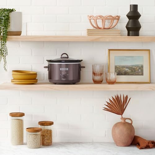 Crock-Pot Manual Design Series 4,5 Quart Slow Cooker with 3 Cook Settings, Removable Dishwasher and Oven Friendly Stoneware for Meal Prep, Cafe Mokka 6 Crock-Pot Manual Design Series 4,5 Quart Slow Cooker with 3 Cook Settings, Removable Dishwasher and Oven Friendly Stoneware for Meal Prep, Cafe Mokka