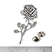Large Rose with Stem Pin, Pewter, 3 Inches, 100% Handmade in the USA, Flower, Bloom, Garden, Blossom, Realistic, Metal, Lapel, Hat, Brooch, Gift, Jewlery, Over 3100 Unique Designs