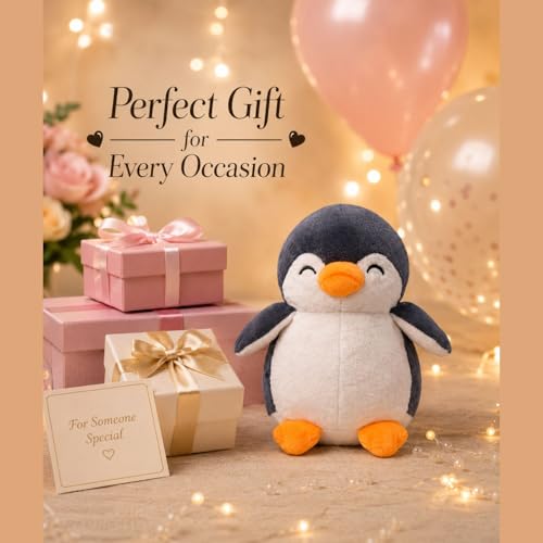 Image of Grey Penguin 18cm | Ultra Soft Plush Stuffed Toy | Cute Hugging Pillow | Gift for Kids Boys Girls