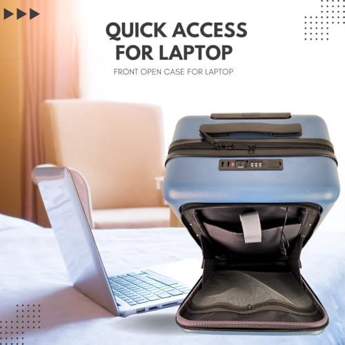 20-Inch Hardside Carry-On Luggage with Spinner Wheels – Airline Approved 22x14x9 Travel Suitcase with USB Port, Front Laptop Pocket & TSA Lock (Blue-Grey)2