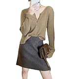 [Amulet] リブニットカーディガン レディース 10代 20代 30代 韓国ファッション 春 秋 冬 カジュアル 可愛い 上品 羽織り 無地 シンプル 防寒vl-6449-bg-f