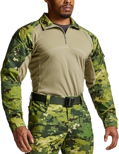 Image of CQR Men's Tactical Combat Shirt, 1 /4 Zip Long Sleeve Breathable Military BDU Training Top for Shooting, Hunting, Range Use