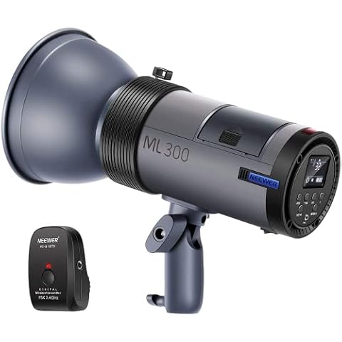 NEEWER ML300 300W im Freien Studio Blitzgerät Li-Ionen Akku Betriebene Monolicht mit 2,4G Funkauslöser, 1000 Blitzgeräten mit voller Leistung, Recycling in 0,4-2,5 Sekunden Bowens Mount Cover