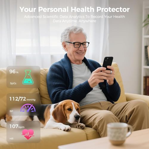 Image of Smart Ring for Women & Men, Health Tracker Ring with Heart Rate, Blood Oxygen,Blood Pressure, IP68 Waterproof Fitness Ring, Sleep Tracker for iPhone and Android, No APP Fee (Silver, 10#)