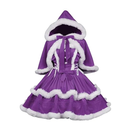 Cosplay Noël pour fille avec bonnet rouge et châle élégant pour fêtes d'école