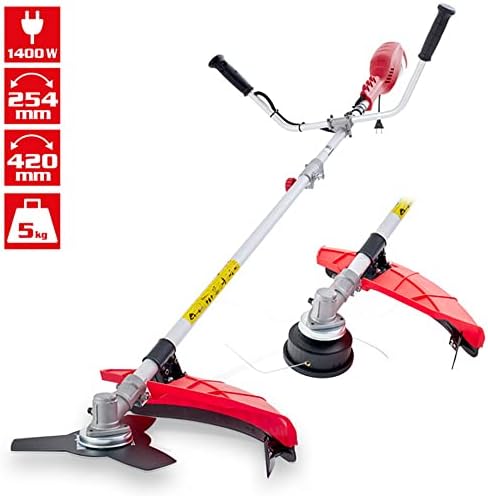 Bild 1 - HECHT Elektro Freischneider Motorsense - leistungsstark mit 1400 Watt - 42 cm und 25,4 cm Schnittkreis - inklusive Doppel Faden Spule und Metall 3-Zahnmesser - leichte Handhabung, Antivibrationsgriff