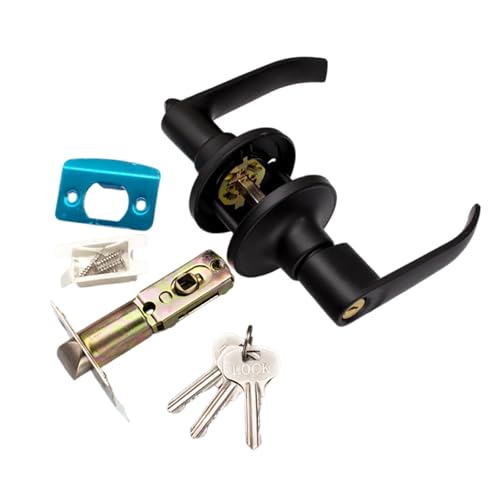 GOODCHI ドアノブ 鍵付きレバーハンドル錠は ハンドル 交換用 住宅室内用レバーハンドル 寝室 玄関 浴室ドアノブ (ブラック)