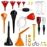 Seconero 19 Stück EinfüLltrichter Set & Gas Can Spout Replacement, Trichter Auto mit Schlauch, Kunststoff-Öltrichter mit langem Hals, Flexible rechtwinklige Trichter, Kraftstofftrichter Große Öffnung