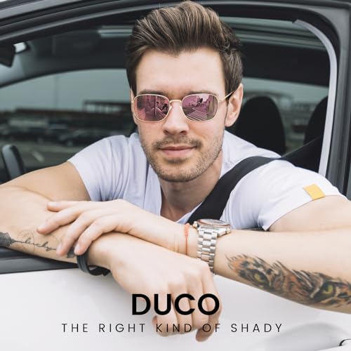 Image of DUCO Square Sunglasses for Men Women Polarized Driving Sun Glasses UV400 Protection Retro Shades DC3038