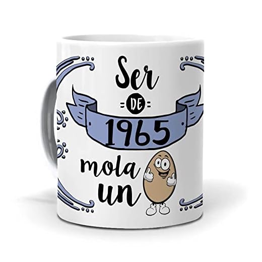 Tazas Divertidas | Ser de 1965 Mola un Huevo | Regalo Con Mensaje Divertido | Regalos de Cumpleaños Años |Tazas de Café y Té | Ideas Para Regalo | Frases Divertidas y Originales |Caneca 350 ML