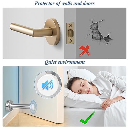 Door Stop 3.5 Inch, 2 Pack Brushed Nickel Door Stopper, Wall Mounted, Modern Commercial Stainless Steel Doorstop Wall Protector with Sound Dampening Door Bumper, Silver by Gudui - Used condition - Image 6