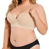 Treer BH Damen Ohne Bügel Push Up Große Größen, BH Große Brüste Starker Halt Weich Bequemer Seamless Bustier Atmungsaktiver Verstellbarer Schultergurt für Alltags (48/110A,331 Beige)