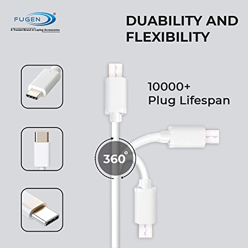 Image of FUGEN Unbreakable 60W Fast Charging 1.5M Braided Type C to Type C Cable Compatible for Mac-Book, Smartphones, Tablets, Laptops & Other Type C Devices, PD Technology, 480Mbps Data Sync (RCTT15)