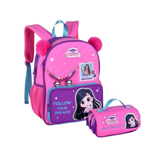 Kit Escolar Luluca Mochila de Costas e Estojo Triplo LU27417J